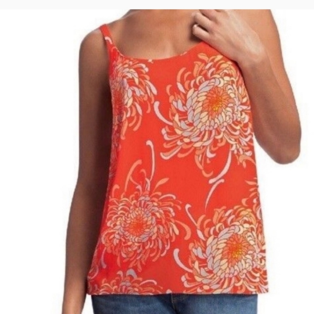 CAbi #777 1 Lovely Day Mum Floral Orange Tank Top Size Small